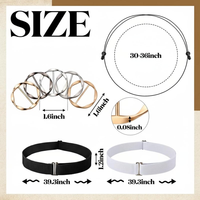 Cutecrop 9 Pcs Crop Band for T-shirts, Adjustable Elastic Tops Tuck Tool with Ties Clips for Shirts Sweaters Women Clothing - Image 5